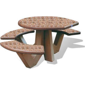 Wausau Tile TF3128G25F/A22Y Wausau Tile® 66" Oval Picnic Table, Concrete, ADA Compliant, Brown image.