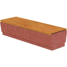 Our Town Concrete Bench with Wood Slats, 72"L x 24"W x 18"H, Brown/Iroko view 2