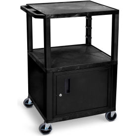 Luxor® 42"H AV Cart - 3 Shelves Cabinet - Black Legs 