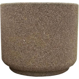 Concrete Outdoor Planter 36"Dia x 30"H Round Tan River Rock