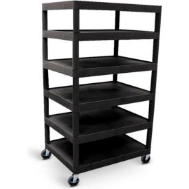 Plastic Shelf Truck 32 x 24 x 58-1/4, 6 Shelves, Black view 2