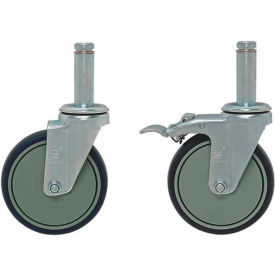 WR-00H Caster Kit for Chrome Wire Shelving 4 Swivel with 2 Brakes view 2