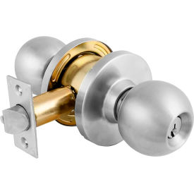 Master Lock® Commercial Cylindrical Lockset Ball Knob Keyed Entry Brushed Chrome
