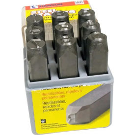 C.H. Hanson 3/8" Reversed Figure Steel Stamp Set - 9 Piece