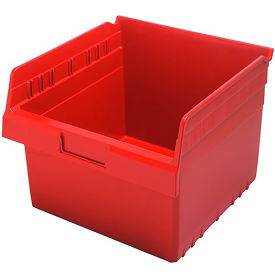 Plastic Nesting Storage Shelf Bin QSB809 11-1/8"W x 11-5/8"L x 8"H Red
