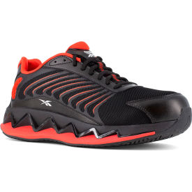 Warson Brands Inc. RB3223-M-10.0 Reebok Zig Elusion Heritage Work Mens Low Cut Sneaker, Composite Toe, Size 10M, Black/Red image.