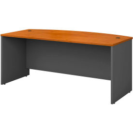 Bush Ind Inc WC7-2446 Bush Furniture® Series C Wood Desk Shell w/ Bow Front, 71"W x 36-1/8"D, Black/Hansen Cherry image.