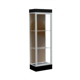 Edge Lighted Floor Case, Chocolate Back, Satin Frame, 6 Edge Lighted Floor Case, Chocolate Back, Satin Frame, 6