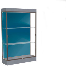 Edge Lighted Floor Case, Blue Steel Back, Dark Bronze Frame, 6 Edge Lighted Floor Case, Blue Steel Back, Dark Bronze Frame, 6