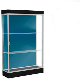 Edge Lighted Floor Case, Blue Steel Back, Satin Frame, 6 Edge Lighted Floor Case, Blue Steel Back, Satin Frame, 6