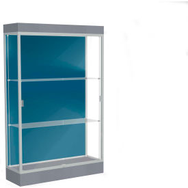 Edge Lighted Floor Case, Blue Steel Back, Satin Frame, 6 Edge Lighted Floor Case, Blue Steel Back, Satin Frame, 6