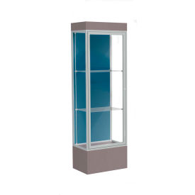 Edge Lighted Floor Case, Blue Steel Back, Satin Frame, 12 Edge Lighted Floor Case, Blue Steel Back, Satin Frame, 12