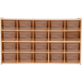 Wood Designs C14501 20 Tray Cubby Storage, Unassembled w/Clear Trays, 46-3/4"W x 12"D x 27-1/4"H image.