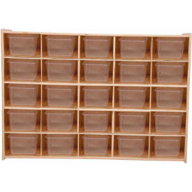 Wood Designs C16001 25 Tray Cubby Storage, Unassembled w/Clear Trays, 46-3/4"W x 12"D x 33-7/8"H image.