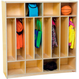 Wood Designs WD51208 Wood Designs™ 8 Section Space-Saver Locker, 48"W x 15"D x 48"H, Brown, Assembled image.