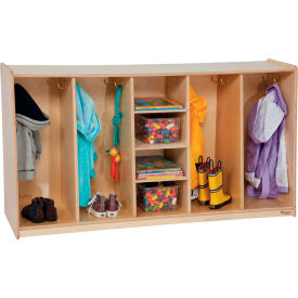 Wood Designs WD53080 Wood Designs™ Tip-Me-Not® 4 Section Locker, 54"W x 16"D x 30"H, Brown, Assembled image.