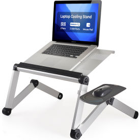 Uncaged Ergonomics WECS WorkEZ Cool Laptop Stand with Fans USB Ports & Mouse Pad Silver