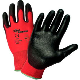 Zone Defense Red Nylon Shell Coated Gloves, Black Nitrile Palm Coat, Small - Pkg Qty 12
