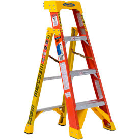 Werner Ladder Co L6204 Werner 4 Fiberglass Leansafe Ladder w/ Plastic Tool Tray, 300 lb. Cap - L6204 image.