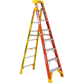 Werner Ladder Co L6208 Werner 8 Fiberglass Leansafe Ladder w/ Plastic Tool Tray, 300 lb. Cap - L6208 image.