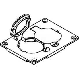 Floor Box Duplex Receptacle Cover W/Flip Lids, Aluminum view 2