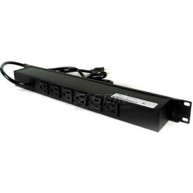 Brooks Elect Of Wiremold J06B2B* Wiremold Rack Mount Power Strip, 6 Rear Outlets, 15A, 15 Cord image.