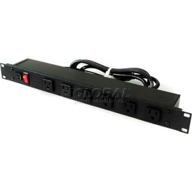 Brooks Elect Of Wiremold J60B0B-90* Wiremold Rack Mount Power Strip, 6 Front Outlets, 15A, 15 Cord image.