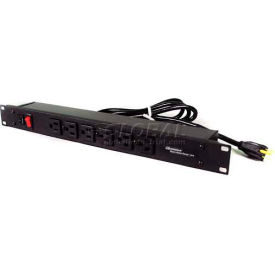 Brooks Elect Of Wiremold J60B2B* Wiremold Rack Mount Power Strip W/Lighted Switch, 6 Front Outlets, 15A, 15 Cord image.