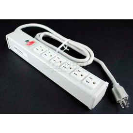 Brooks Elect Of Wiremold R610 Wiremold Aluminum Power Strip W/Lighted Switch, 6 Outlets, 15A, 6 Cord image.