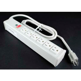 Brooks Elect Of Wiremold R612 Wiremold Power Strip W/Lighted Switch, 6 Outlets, 15A, 15 Cord, Putty image.