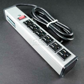 Wiremold Power Strip W/Lighted Switch 6 Outlets 15A 15 Cord Gray