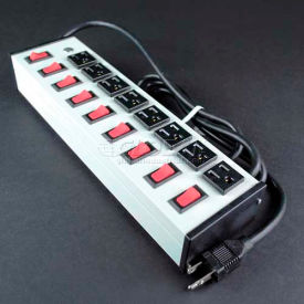 Brooks Elect Of Wiremold UL209BD* Wiremold Power Strip, 8 Individually Switched Outlets, 15A, 15 Cord image.
