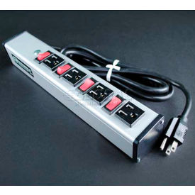 Brooks Elect Of Wiremold UL215BC* Wiremold Power Strip, 4 Individually Switched Outlets, 15A, 6 Cord image.