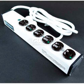 Brooks Elect Of Wiremold ULBH6-6* Wiremold Power Strip, 6 Outlets, 15A, 6 Cord, White image.