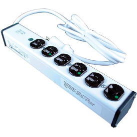 Brooks Elect Of Wiremold ULM6-6* Wiremold Medical Grade Surge Protected Power Strip, 6 Outlets, 15A, 3kA, 6 Cord image.