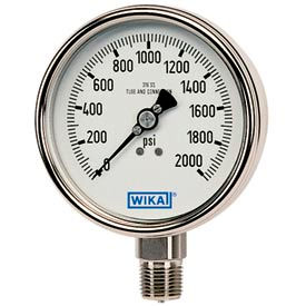 Wika Instrument Corporation 9734729 4" Type 232.54 100PSI/BAR Gauge - 1/2" NPT LM Stainless Steel image.