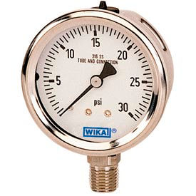 Wika Instrument Corporation 9833590 2.5" Type 233.53 30PSI Gauge - 1/4" NPT LM Stainless Steel image.