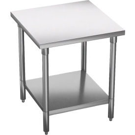 304 Stainless Steel Table, 60 x 30", Flat Top & Undershelf, 3" Backsplash view 2