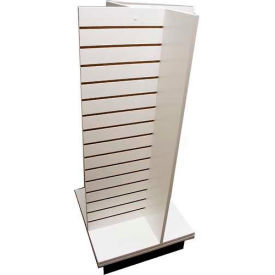 Windmill Slatwall Products RTA-DS-4W-White Slatwall 4-Way Display Fixture-White with Spinner Base and Casters image.