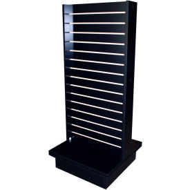 Windmill Slatwall Products RTA-DS-I-Black Slatwall I Display Fixture With Spinner Base & Casters 24"W x 24"D x 55"H Black image.