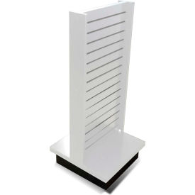 Windmill Slatwall Products RTA-DS-I-White Slatwall I Display Fixture With Spinner Base & Casters 24"W x 24"D x 55"H White image.