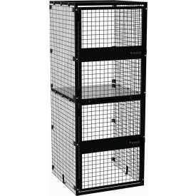 Husky Rack & Wire SLD0404SC Husky® 2-Tier 1 Door Storage Locker, Starter w/ Ceiling, 48"W x 48"D x 90"H, Black, Unassembled image.