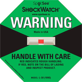 SpotSee™ ShockWatch™ Impact Indicators 100G Range Green 50/Box