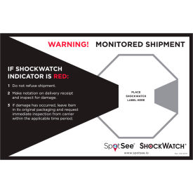 SpotSee™ ShockWatch® Companion Labels 5-3/4""W x 8-3/4""L Black/Red/White 200/Roll