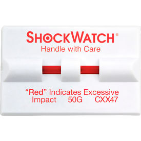 SpotSee ShockWatch Clip Double Tube Impact Indicators, 50G Range, White/Red, 100/Box SpotSee ShockWatch Clip Double Tube Impact Indicators, 50G Range, 100/Box