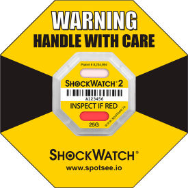 SpotSee™ ShockWatch® 2 Serialized Framed Impact Indicators, 25G Range, Yellow, 50/Box SpotSee ShockWatch 2 Serialized Framed Impact Indicators, 25G Range, Yellow, 50/Box