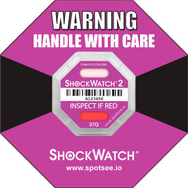 SpotSee ShockWatch 2 Serialized Framed Impact Indicators, 37G Range, Purple, 50/Box SpotSee ShockWatch 2 Serialized Framed Impact Indicators, 37G Range, Purple, 50/Box