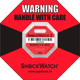SpotSee™ ShockWatch® 2 Serialized Framed Impact Indicators, 50G Range, Red, 50/Box SpotSee ShockWatch 2 Serialized Framed Impact Indicators, 50G Range, Red, 50/Box