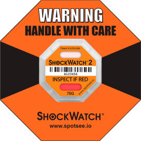 SpotSee™ ShockWatch® 2 Serialized Framed Impact Indicators, 75G Range, Orange, 50/Box SpotSee ShockWatch 2 Serialized Framed Impact Indicators, 75G Range, Orange, 50/Box