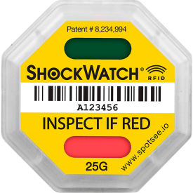 SpotSee™ ShockWatch® RFID Impact Indicators 25G Range Yellow 100/Box